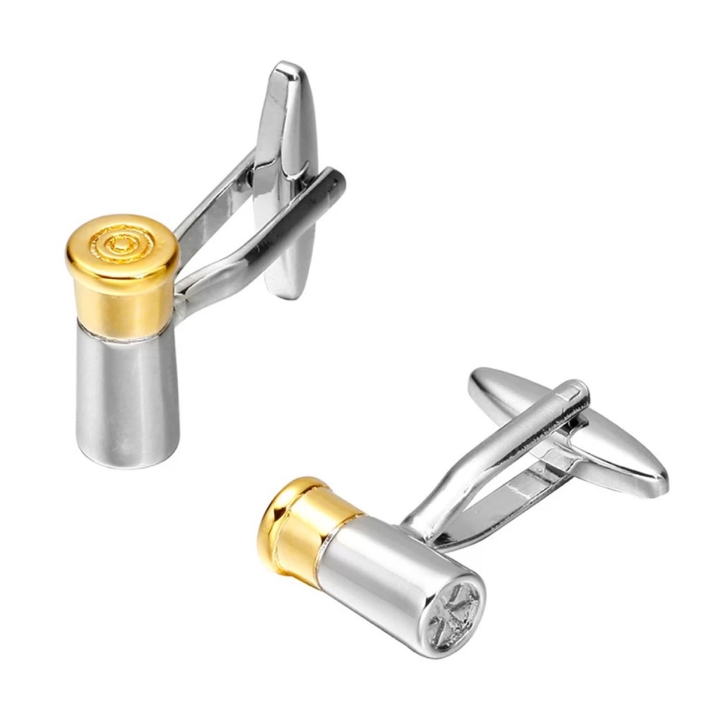 Gold & Silver Shotgun Bullet NRA Cufflinks